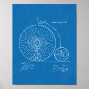 1885 High Wheeler Fahrrad Design Patent Kunst Druc Poster