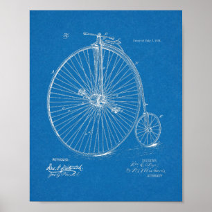 1885 High Wheeler Fahrrad Design Patent Kunst Druc Poster