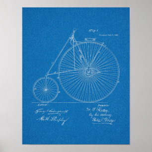 1885 High Wheeler Fahrrad Design Patent Kunst Druc Poster