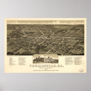 1885 Thomasville, GA Birds Eye Panoramablick Karte Poster