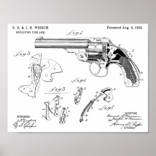 1885 Wesson Gun Patent Art Zeichnend Print Poster