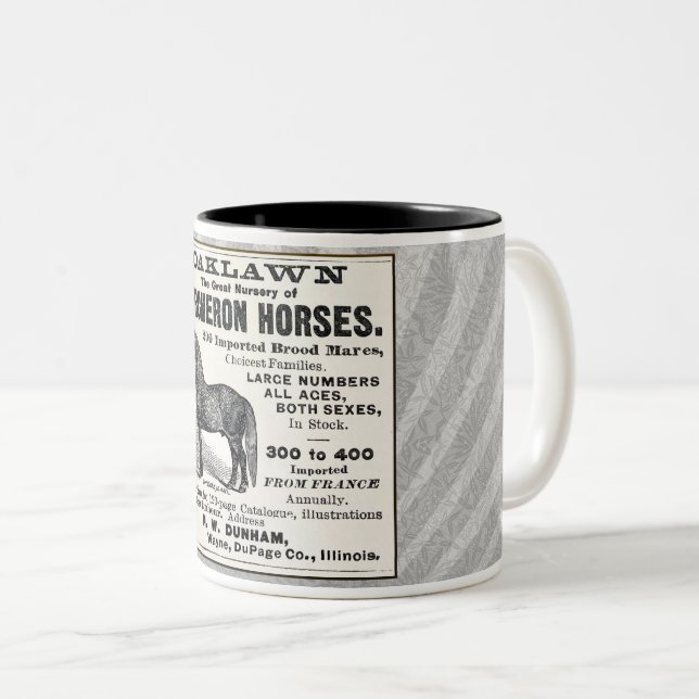 1886 AD FÜR PERCHERON-PFERDE ZWEIFARBIGE TASSE (VorderseiteRechts)