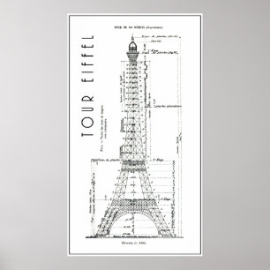 1886 EIFFEL TOWER ENGINEERS PLAN POSTER
