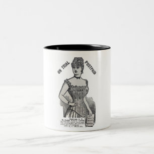 1886 KORSETT-WERBUNG ZWEIFARBIGE TASSE