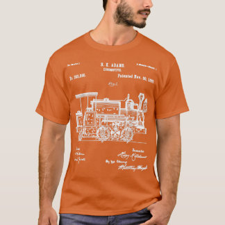 1886 Locomotive Steam Train Retro Patent Blueprint T-Shirt