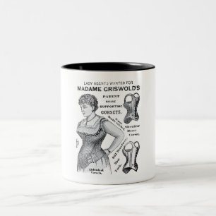 1886 WERBUNG FÜR MADAME GRISWOLD'S KORSETT ZWEIFARBIGE TASSE