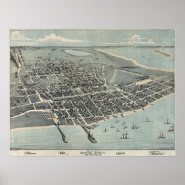 1887 Corpus Christi TX BirdsAugen Panoramablick Ka Poster