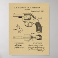 1887 Gun Revolver Patent Art Zeichnend Print