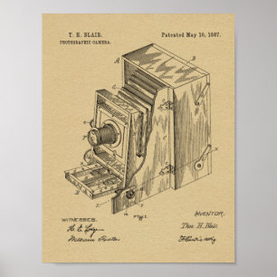 1887 Impression de dessin d'art breveté de caméra