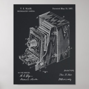 1887 Kamera-Patent-Kunstzeichnung Druck Poster