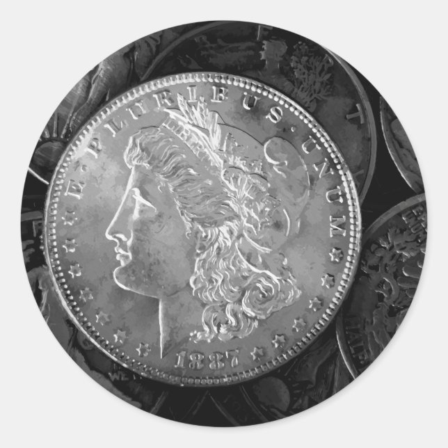 1887 Liberty Silver Dollar Runder Aufkleber (Vorderseite)