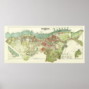 1888 Karte Göteborgs Schweden von Ludvig Simon Poster
