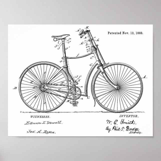 1888 Vintages Fahrradpatent Art Printwerbung Poster (Vorne)