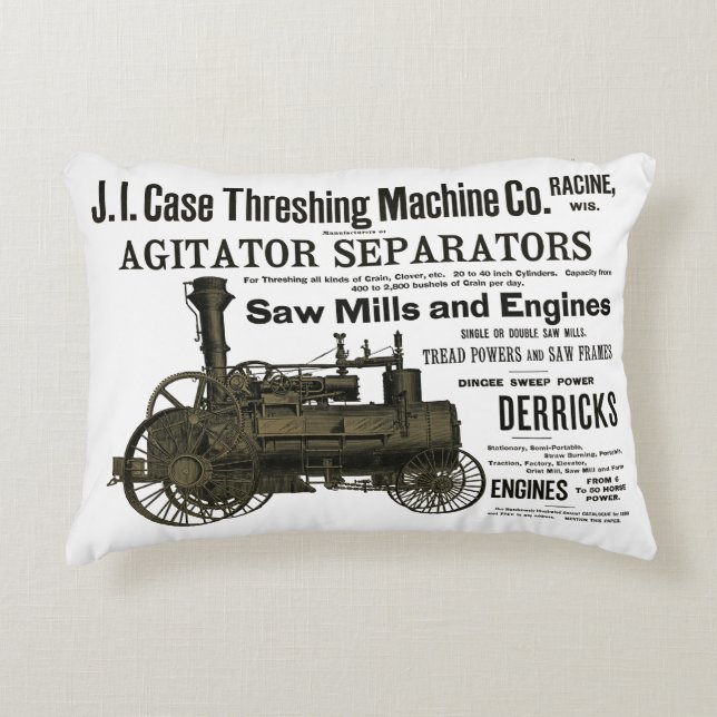 1889 Dampfzug Motor und landwirtschaftliche Zugmas Dekokissen (Vorderseite)