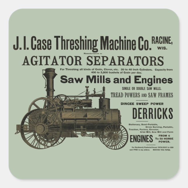 1889 Drohmaschine Motor Quadratischer Aufkleber (Vorderseite)