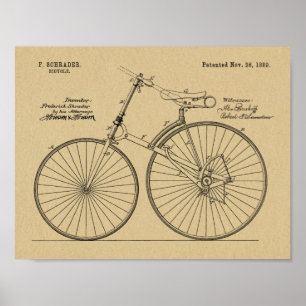1889 Kettenloses Fahrrad Patent Kunst Zeichnung Dr Poster