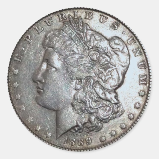1889 Morgan Dollar Runder Aufkleber (Vorderseite)