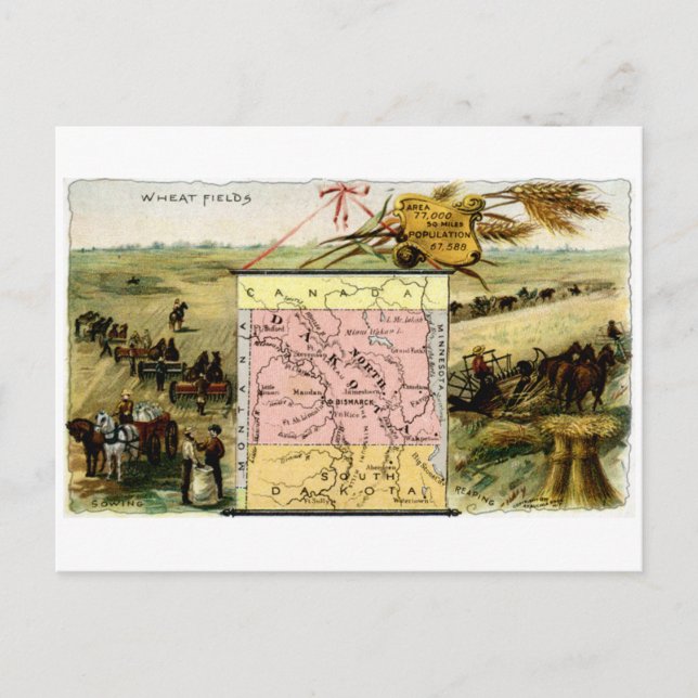 1889 North Dakota Postkarte (Vorderseite)