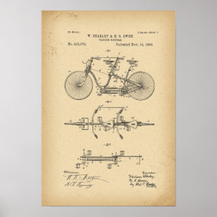 1889 Patenttandem Bicycle Poster