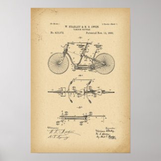 1889 Patenttandem Bicycle Poster