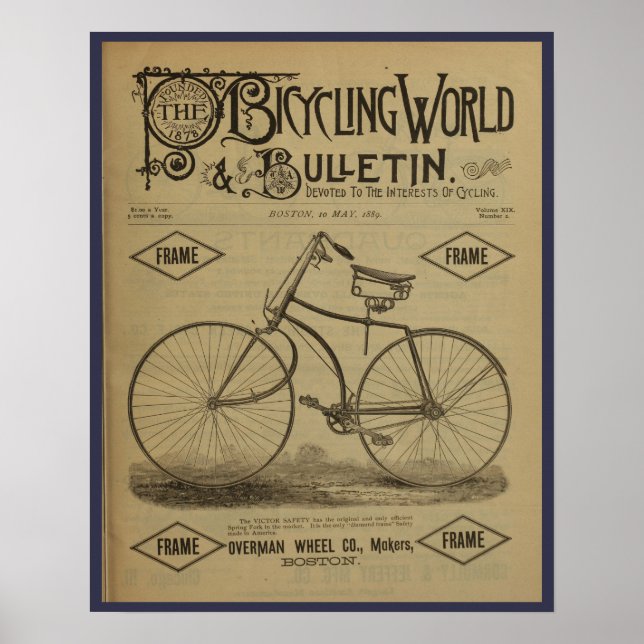 1889 Vintag Bicycle Magazine and Art Poster (Vorne)