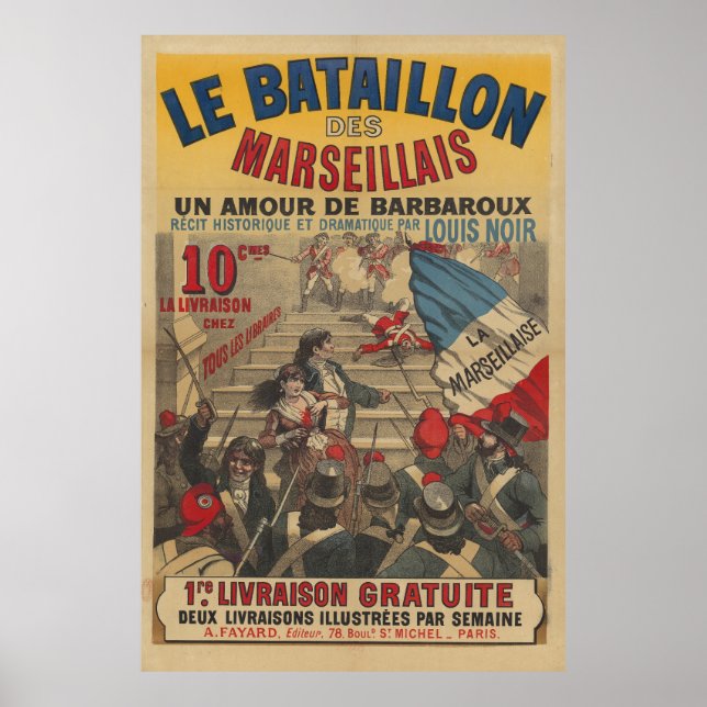 1890 Affiche Bataillon des Marseillais (Devant)