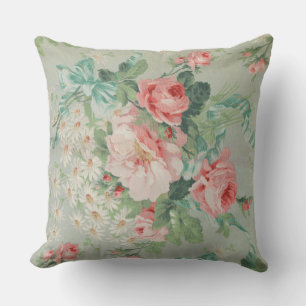 1890 Britische Vintage Fabric Rose & Daisies Kissen