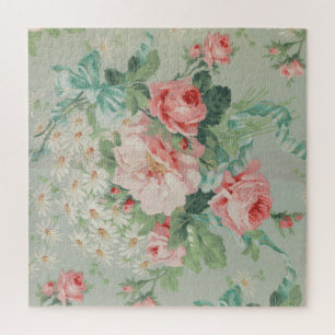 1890 britischer Vintage-Stoff Rosen & Gänseblümche