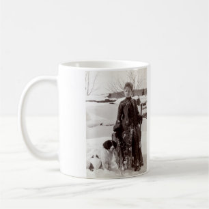 1890 Frau und ihr bretonischer Jagdhund Kaffeetasse