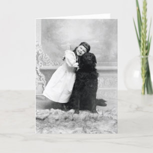 1890 lächelndes Mädchen und ihr Retriever-Hund Karte