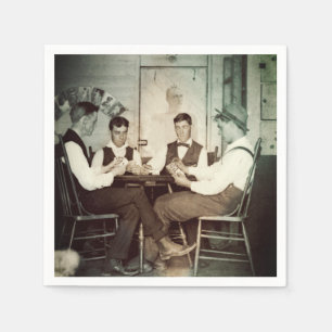1890 Poker Game Men Gambling Cards Man Cave Foto Serviette