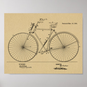 1890 Vintage Fahrradfederung Patent Kunst Druck Poster