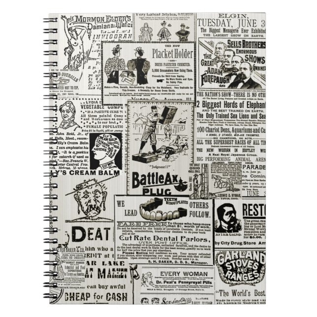 1890er Jahre bezaubernde Viktorianische Zeitungsan Notizblock (Vorderseite)
