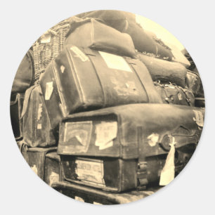 1890's REISE-GEPÄCKteamster-LASTWAGEN-KOFFER Runder Aufkleber