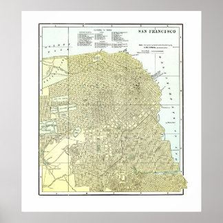 1891 Karte von San Francisco - Poster