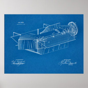 1891 Luftschiff-Flugzeug-Patent-Kunstzeichnung Dru Poster