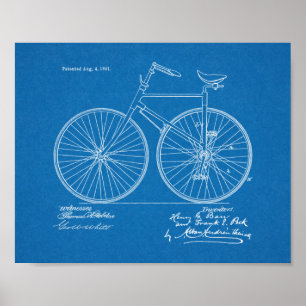 1891 Vintages Fahrraddesign Patent Art Print Poster