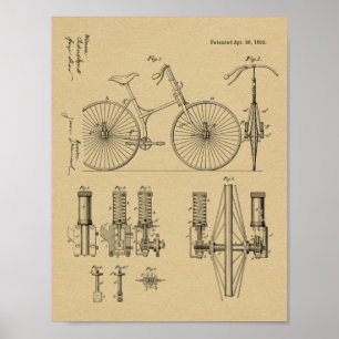 1892 Fahrrad-Federungsdesign-Patent Kunstprint Poster