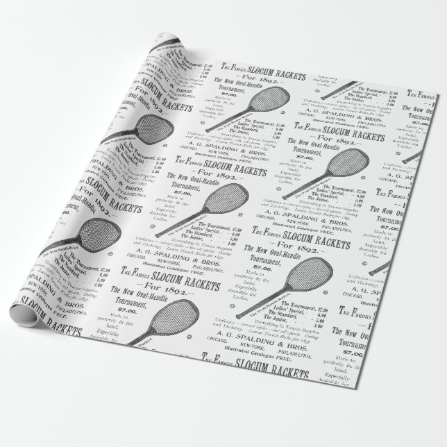 1892 Tennis Racquet Rasen Tennissport Sportsport Geschenkpapier (Ungerollt)