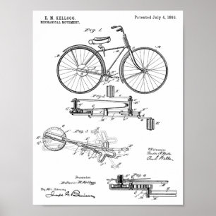1893 Entwurfs-Patent für kettenloses Fahrrad als K Poster