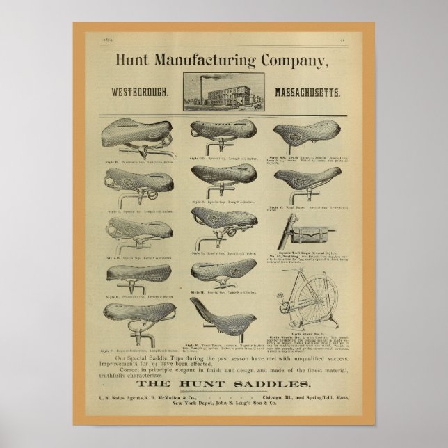 1893 Vintager Fahrradsitz Zeitschrift und Art Post Poster (Vorne)
