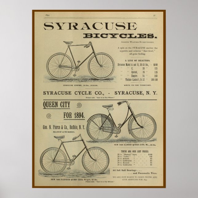 1893 Vintages Bicycle Magazine und Art Poster (Vorne)