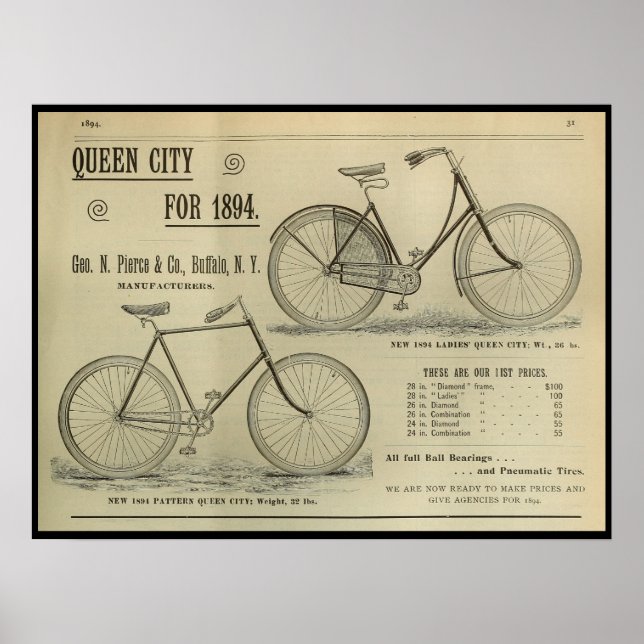 1893 Vintages Bicycle Magazine und Art Poster (Vorne)