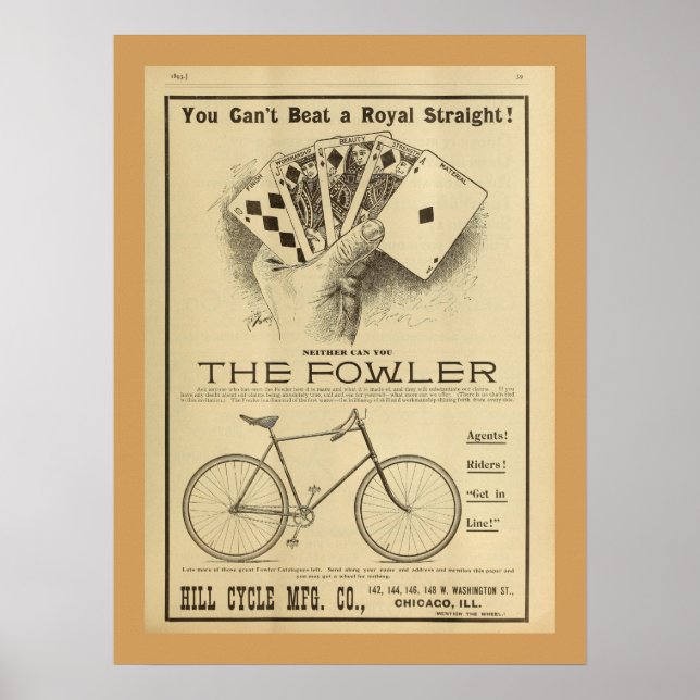 1893 Vintages Bicycle Magazine und Art Poster (Vorne)
