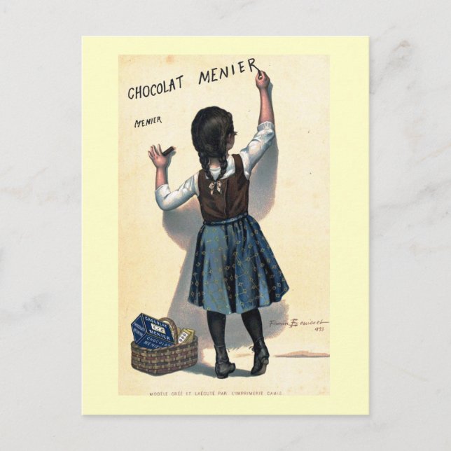 1893 Vintages französisches Schokolade-Werbeplakat Postkarte (Vorderseite)