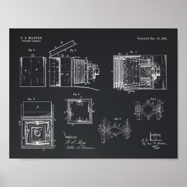 1894 Faltkamera Patent Art Zeichnend Druck Poster (Vorne)