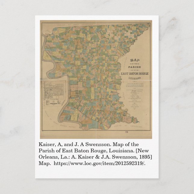 1895 Carte de la paroisse d'East Baton Rouge, La (Devant)