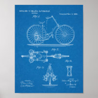 1895 Chainless Bicycle Design Patent Art Print