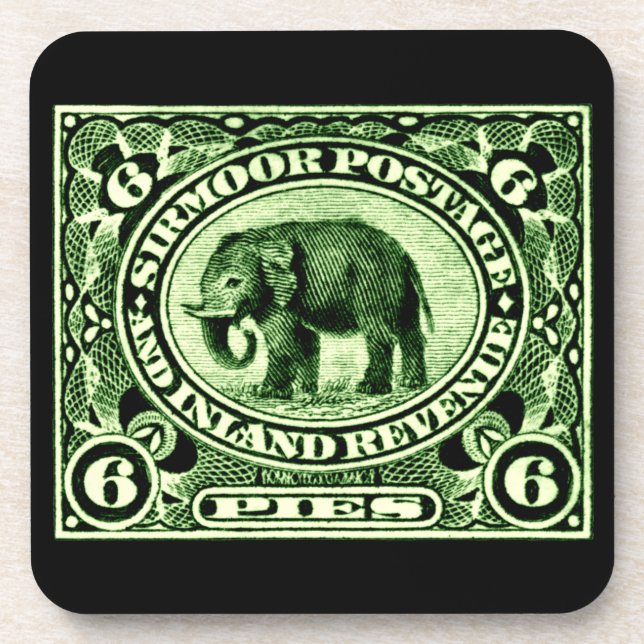 1895 Indischer Fürstlich-Staaten Elephant Getränkeuntersetzer (Vorderseite)