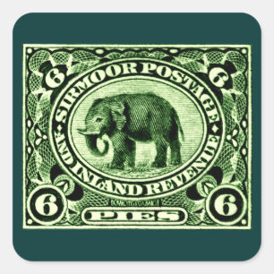 1895 indischer fürstlicher Staats-Elefant Quadratischer Aufkleber